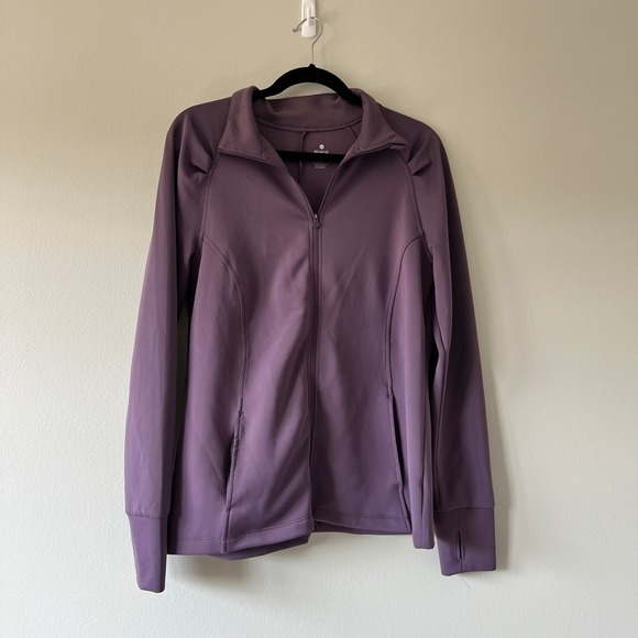 Apana Jackets & Blazers - Apana Women's Activewear Full Zip Jacket Purple Thumb Holes Pockets Lounge